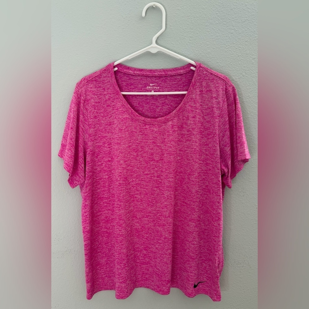 Nike Women's Short Sleeve Scoop Neck Active Tee - Heather Magenta- Size 1X